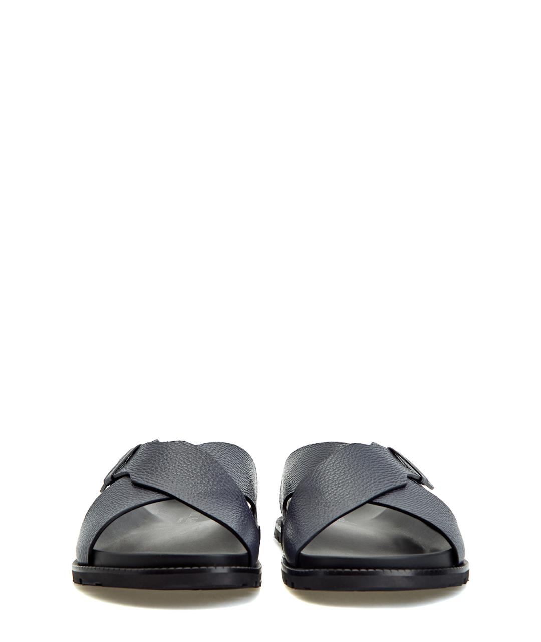 BARRETT Темно-синие кожаные шлепанцы, фото 6