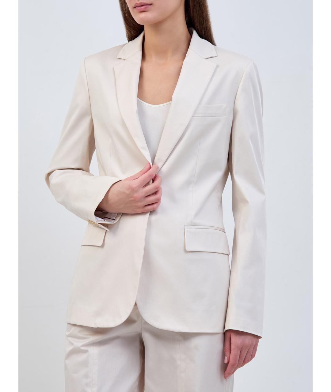 LORENA ANTONIAZZI Бежевый хлопковый жакет/пиджак, фото 3