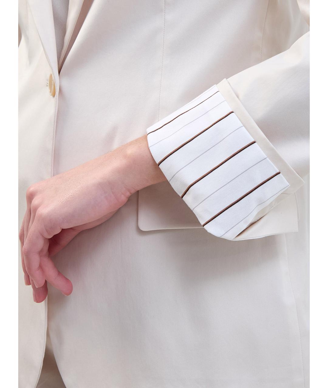 LORENA ANTONIAZZI Бежевый хлопковый жакет/пиджак, фото 5