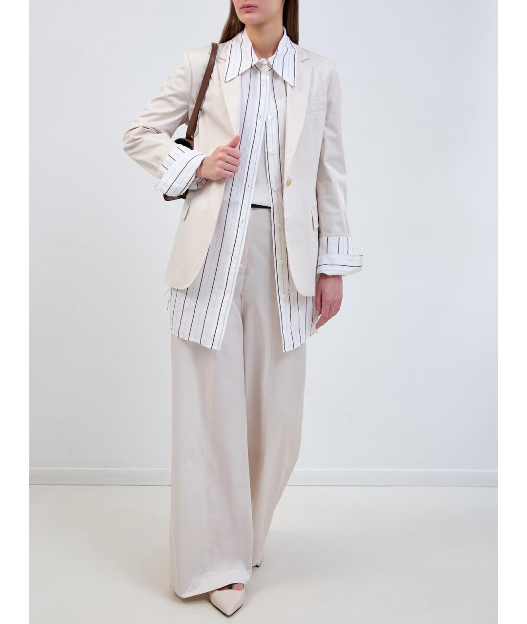 LORENA ANTONIAZZI Бежевый хлопковый жакет/пиджак, фото 2