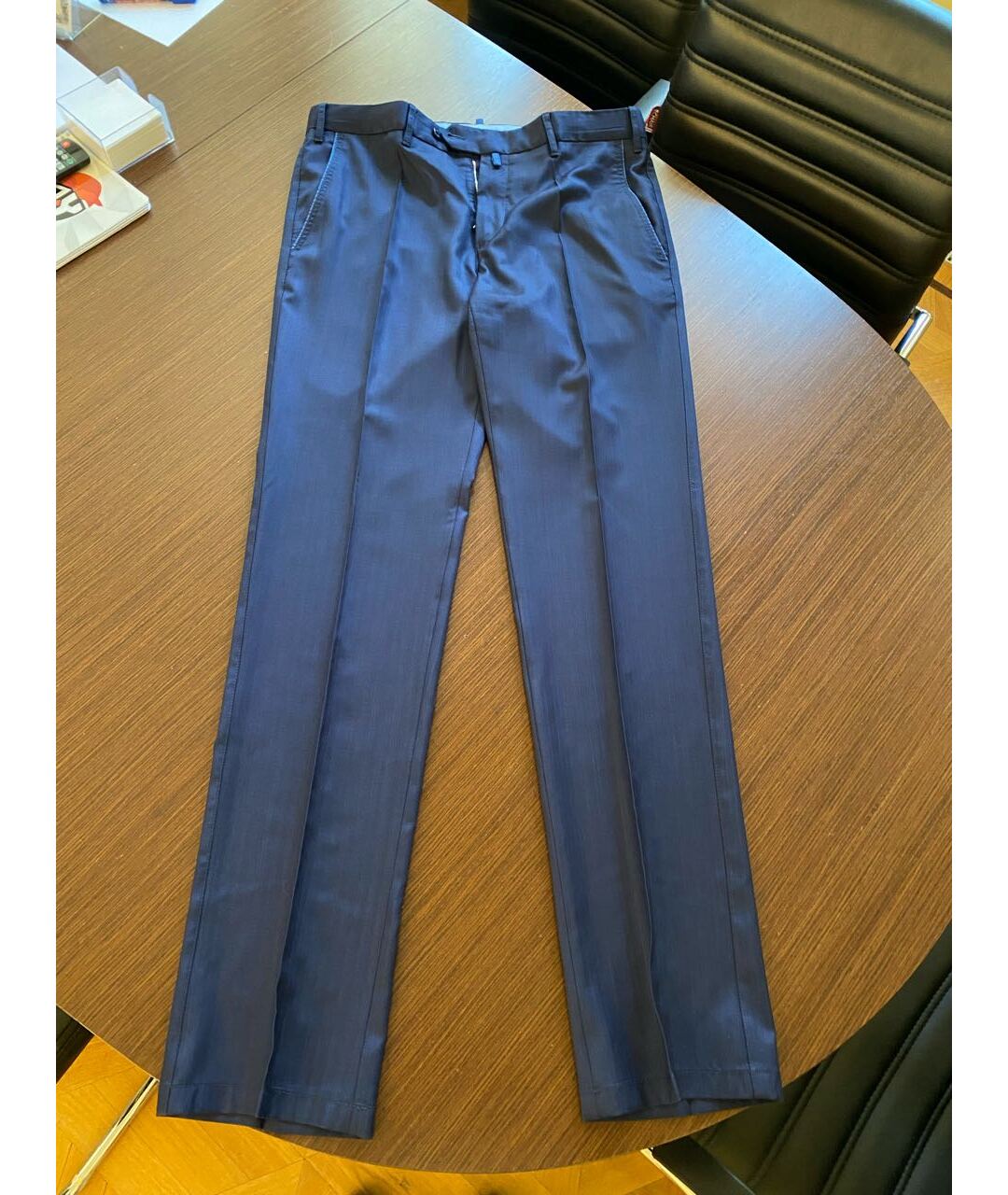 STEFANO RICCI Темно-синие хлопковые классические брюки, фото 4