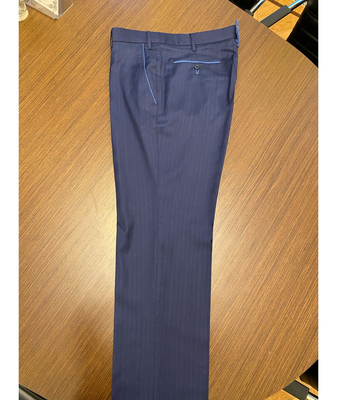 STEFANO RICCI Темно-синие хлопковые классические брюки, фото 2
