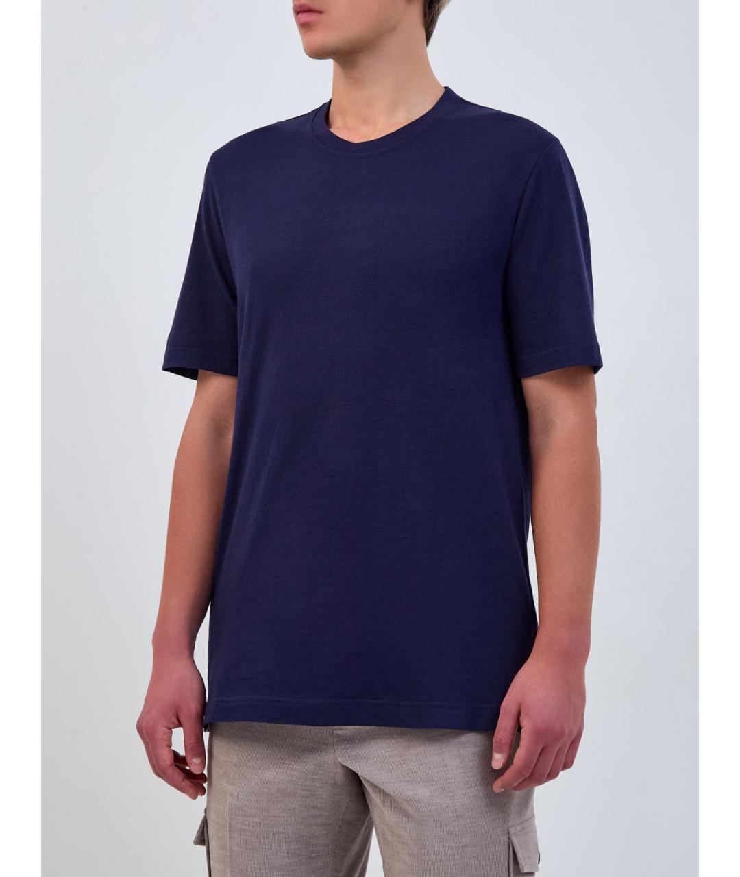 CAPOBIANCO Синяя хлопковая футболка, фото 3