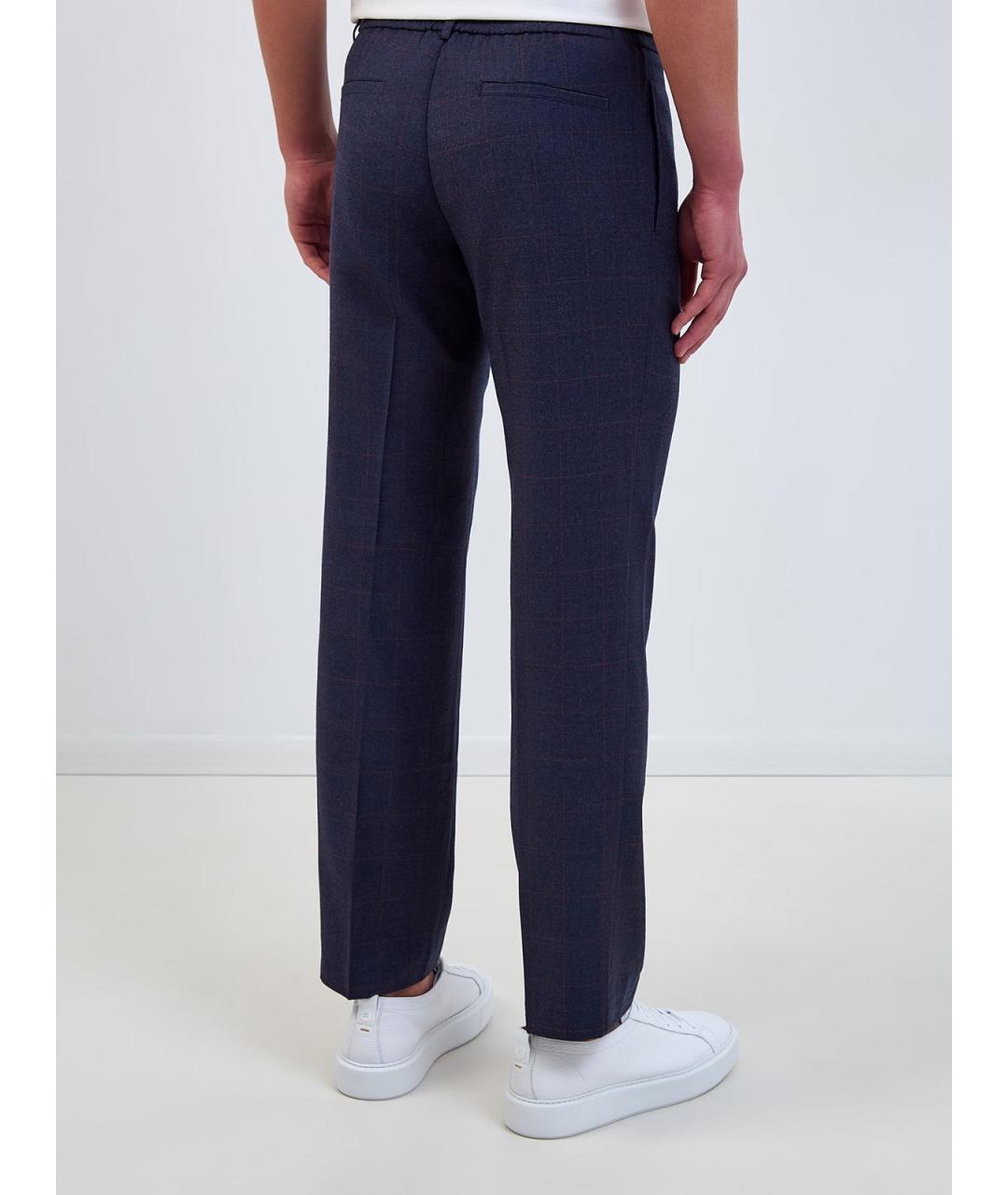 CAPOBIANCO Синие шерстяные повседневные брюки, фото 4