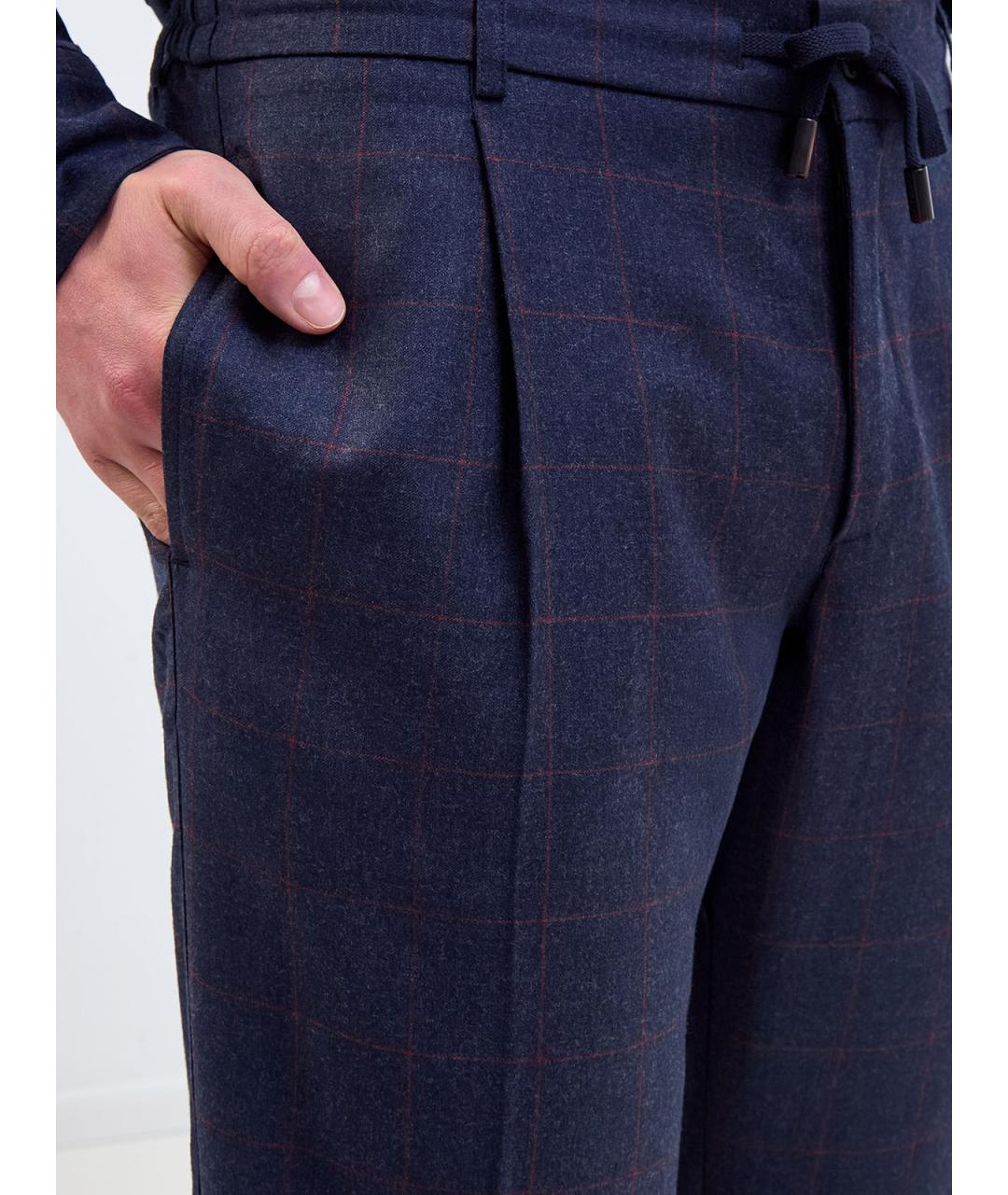 CAPOBIANCO Синие шерстяные повседневные брюки, фото 5