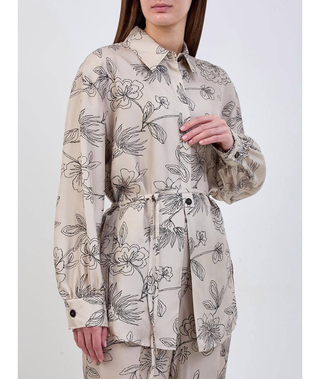 LORENA ANTONIAZZI Бежевая шелковая блузы, фото 3