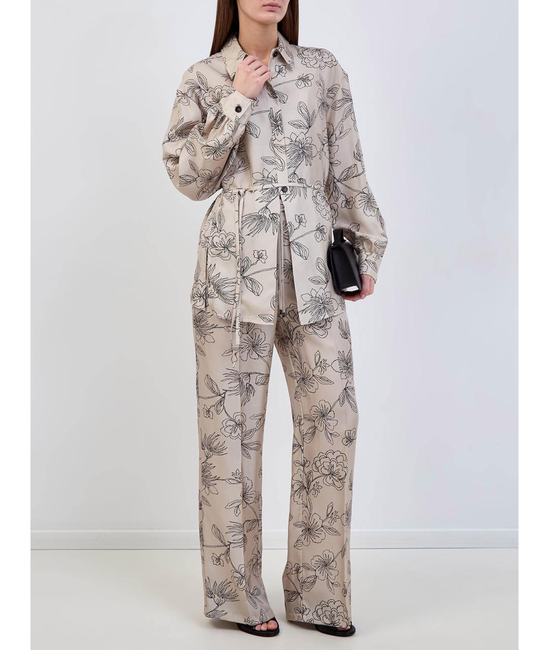 LORENA ANTONIAZZI Бежевая шелковая блузы, фото 2