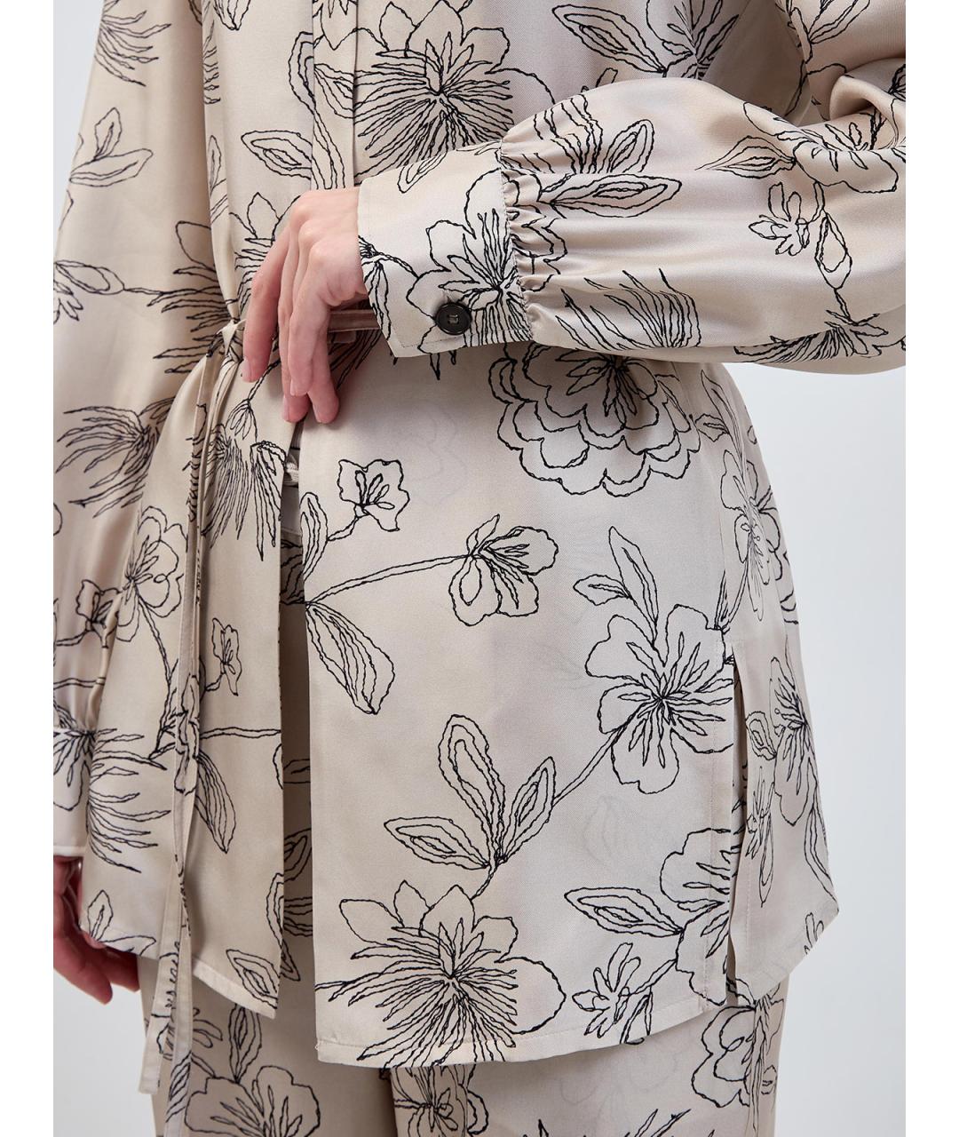 LORENA ANTONIAZZI Бежевая шелковая блузы, фото 5