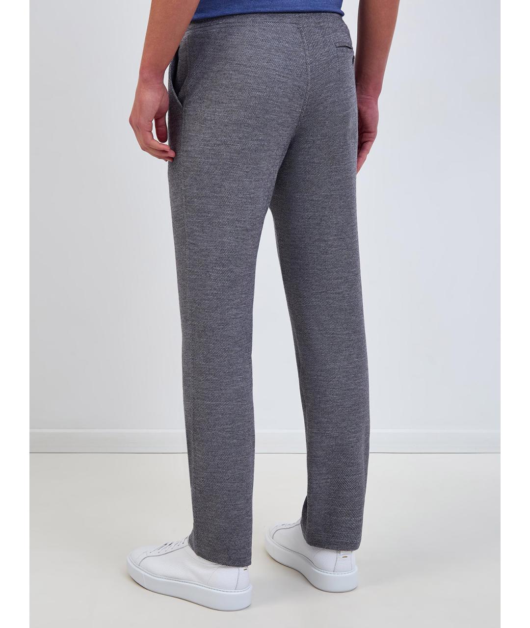 CAPOBIANCO Серые шерстяные повседневные брюки, фото 4