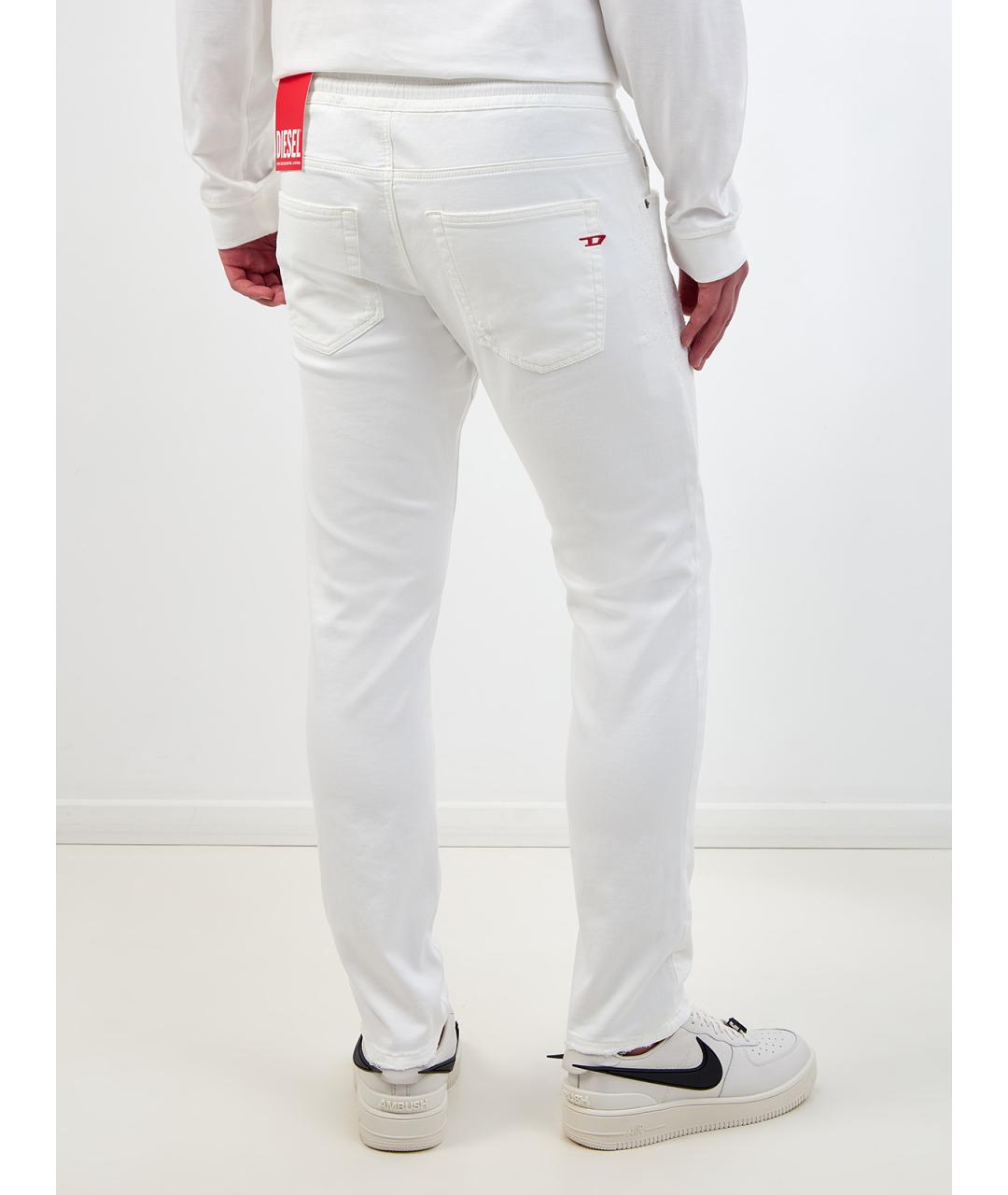 DIESEL Белые хлопковые прямые джинсы, фото 4