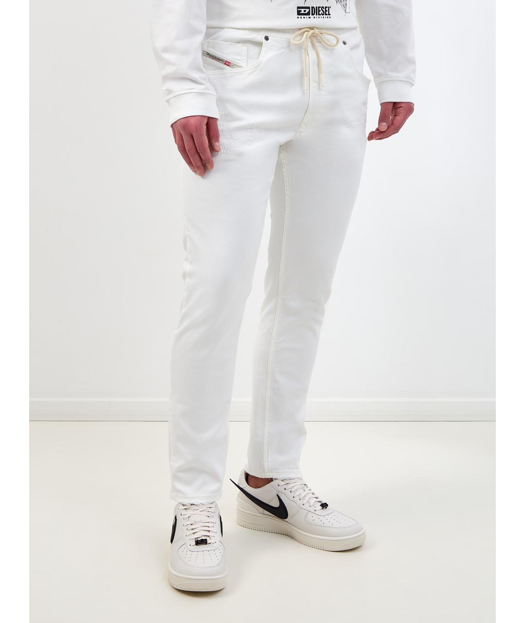 DIESEL Белые хлопковые прямые джинсы, фото 3