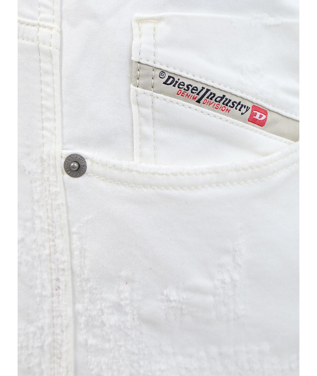 DIESEL Белые хлопковые прямые джинсы, фото 5