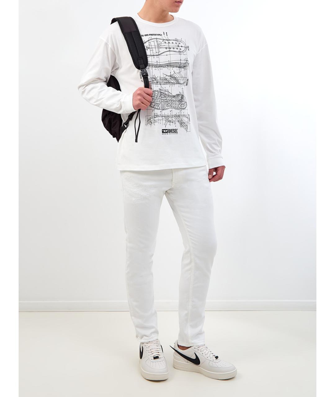 DIESEL Белые хлопковые прямые джинсы, фото 2