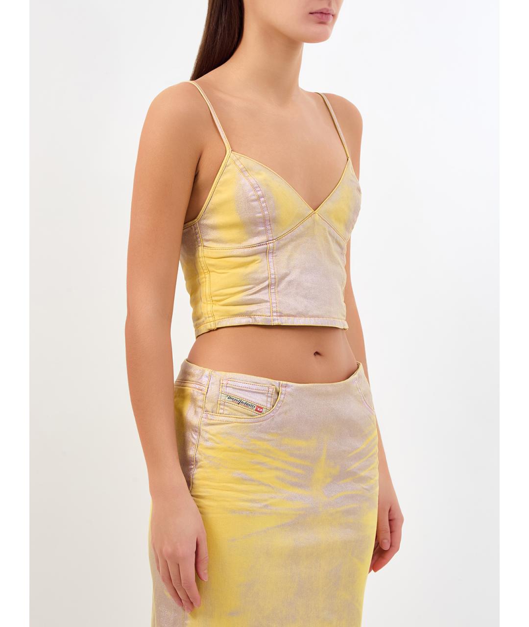 DIESEL Желтая хлопковая майка, фото 3