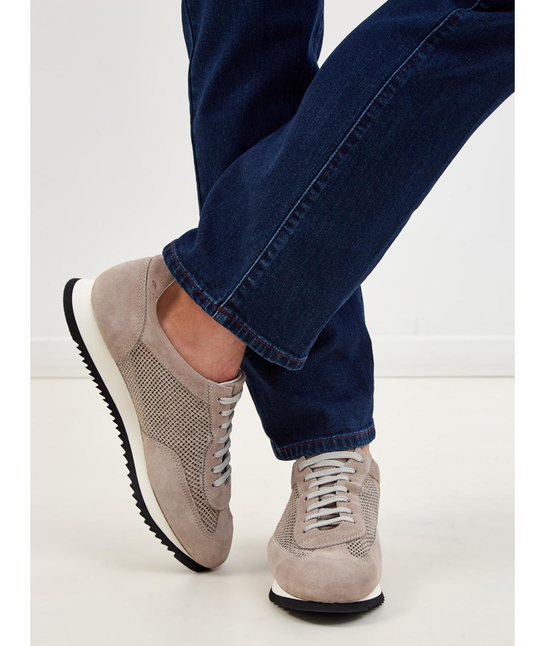 DOUCAL'S Бежевые замшевые низкие кроссовки / кеды, фото 2