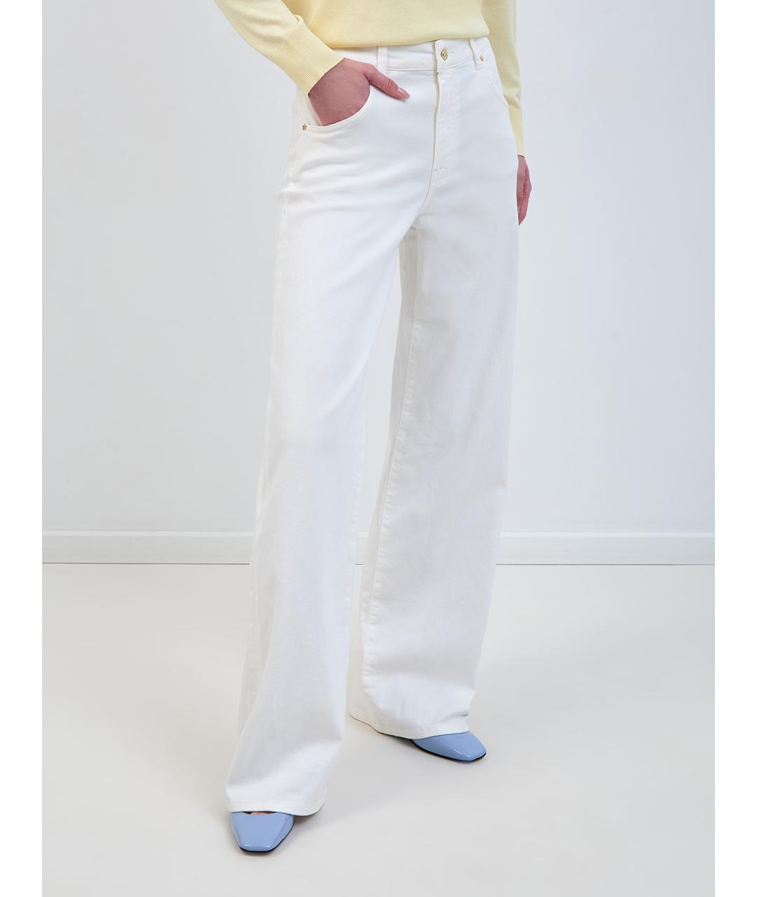 LORENA ANTONIAZZI Белые хлопковые джинсы клеш, фото 3