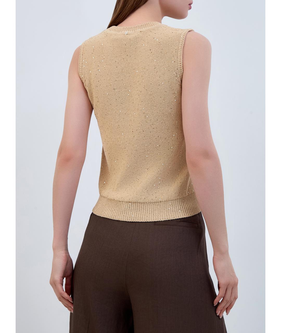 LORENA ANTONIAZZI Бежевая хлопковая майка, фото 4