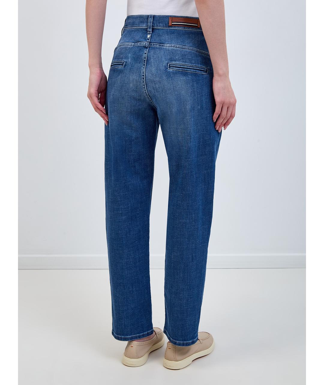 LORENA ANTONIAZZI Синие хлопковые прямые джинсы, фото 4