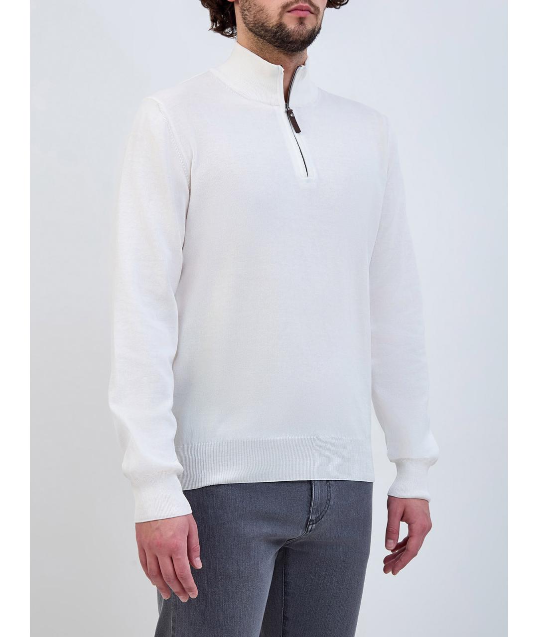 CANALI Белый хлопковый джемпер / свитер, фото 3