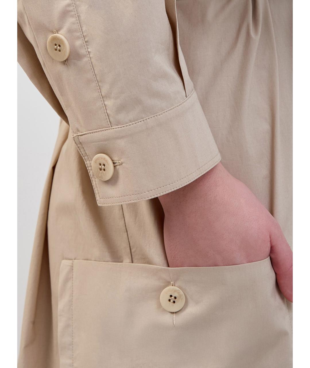 GENTRY PORTOFINO Бежевое хлопковое повседневное платье, фото 5