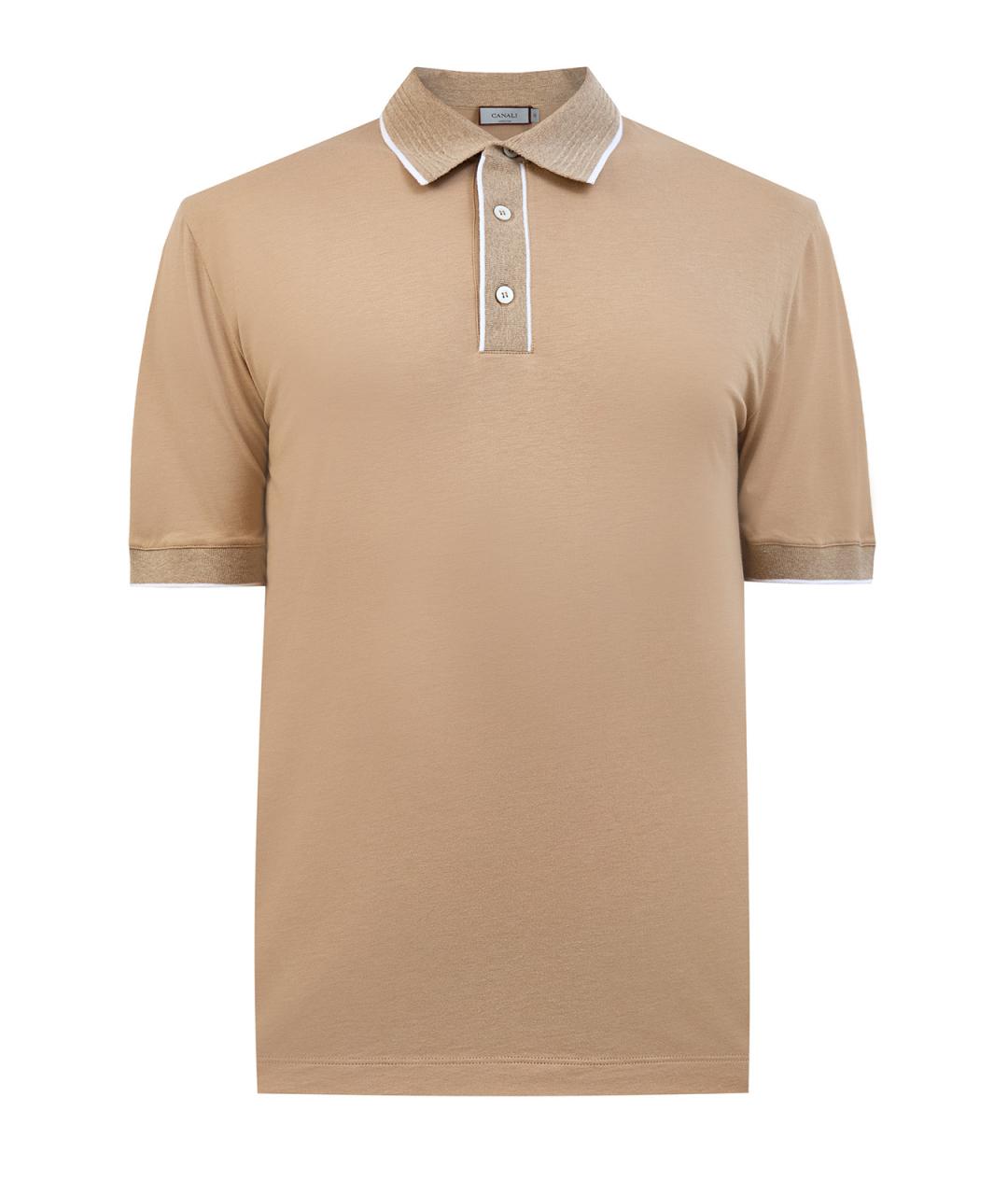 CANALI Бежевое хлопковое поло с коротким рукавом, фото 1