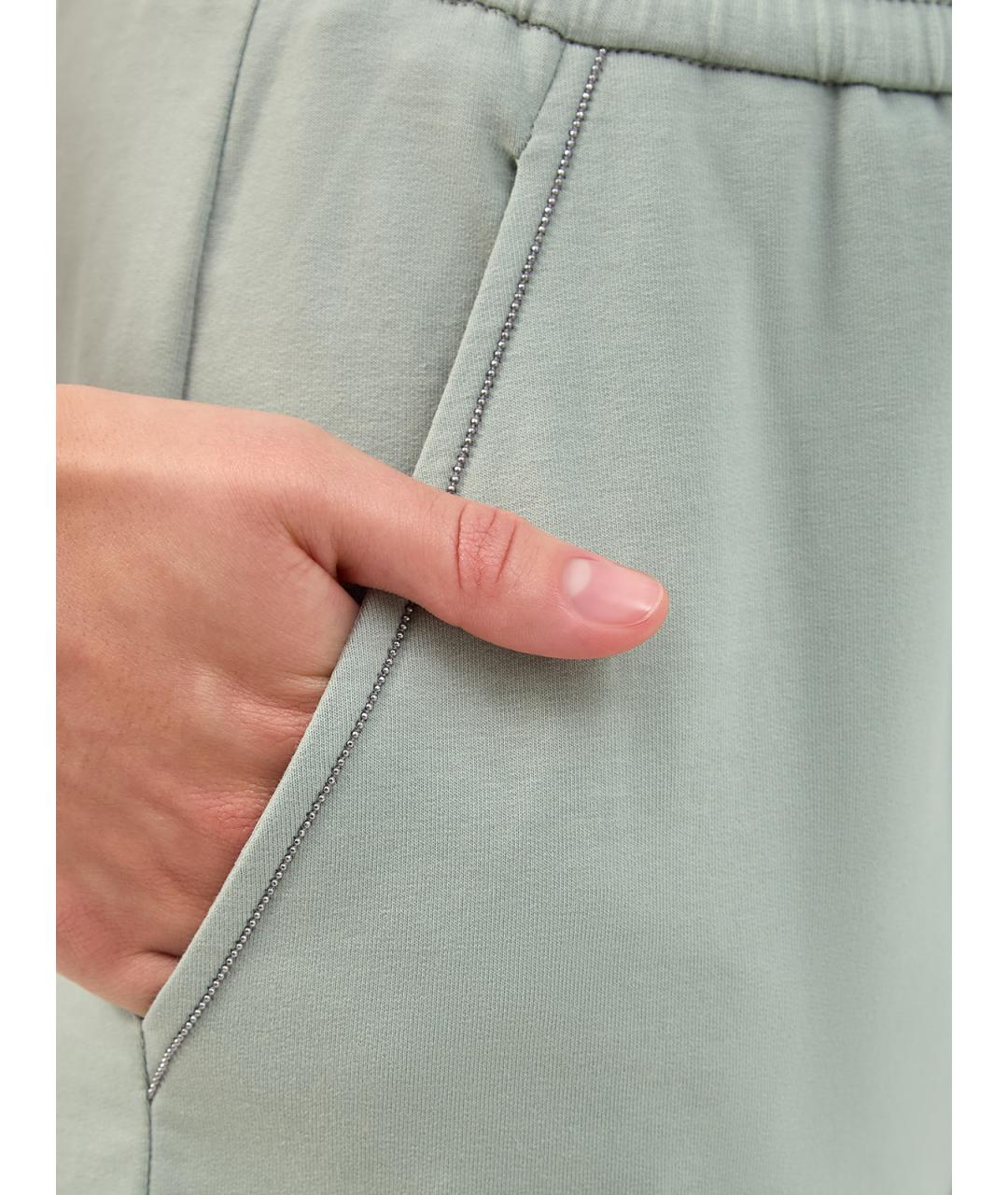 BRUNELLO CUCINELLI Зеленые хлопковые прямые брюки, фото 5