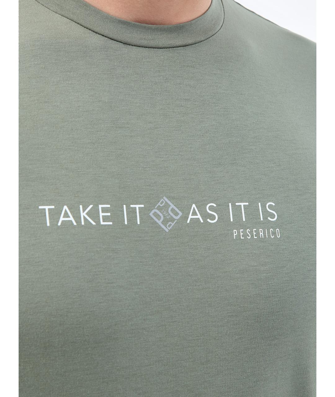 PESERICO Зеленая хлопковая футболка, фото 5