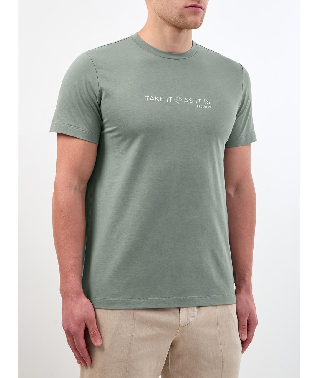 PESERICO Зеленая хлопковая футболка, фото 3