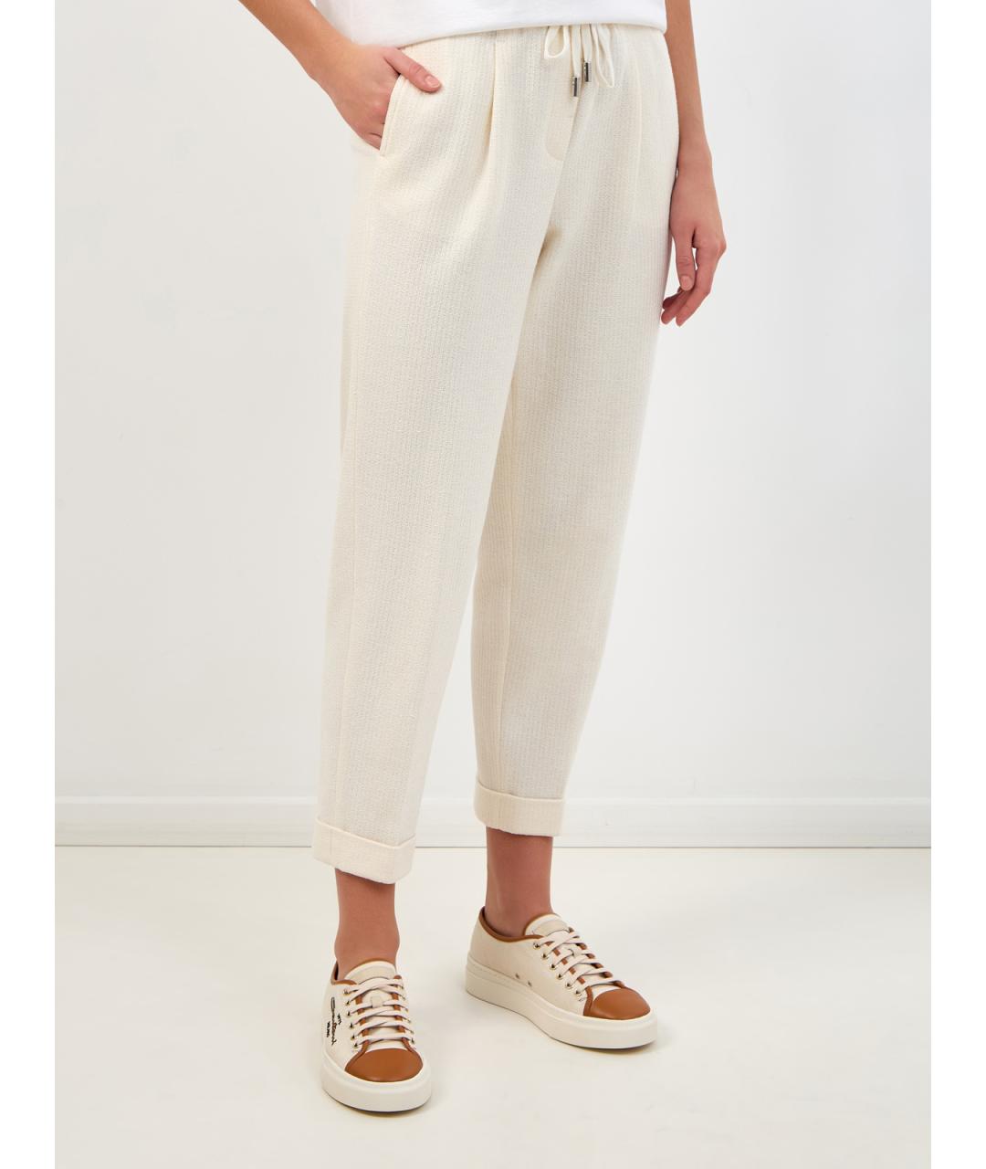 PESERICO Бежевые хлопковые прямые брюки, фото 3