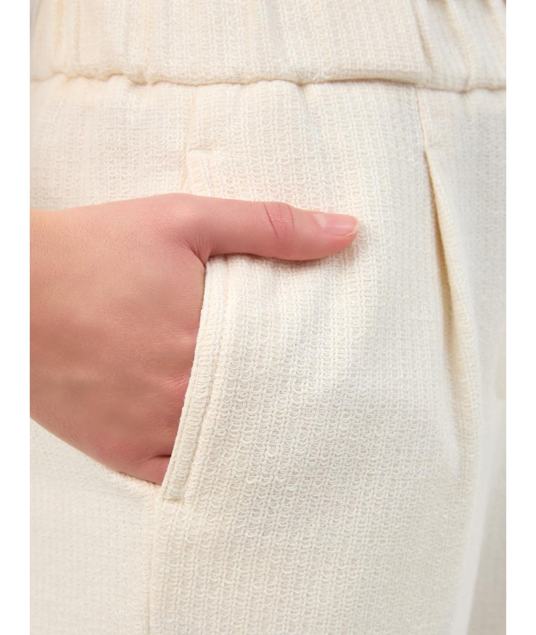 PESERICO Бежевые хлопковые прямые брюки, фото 5