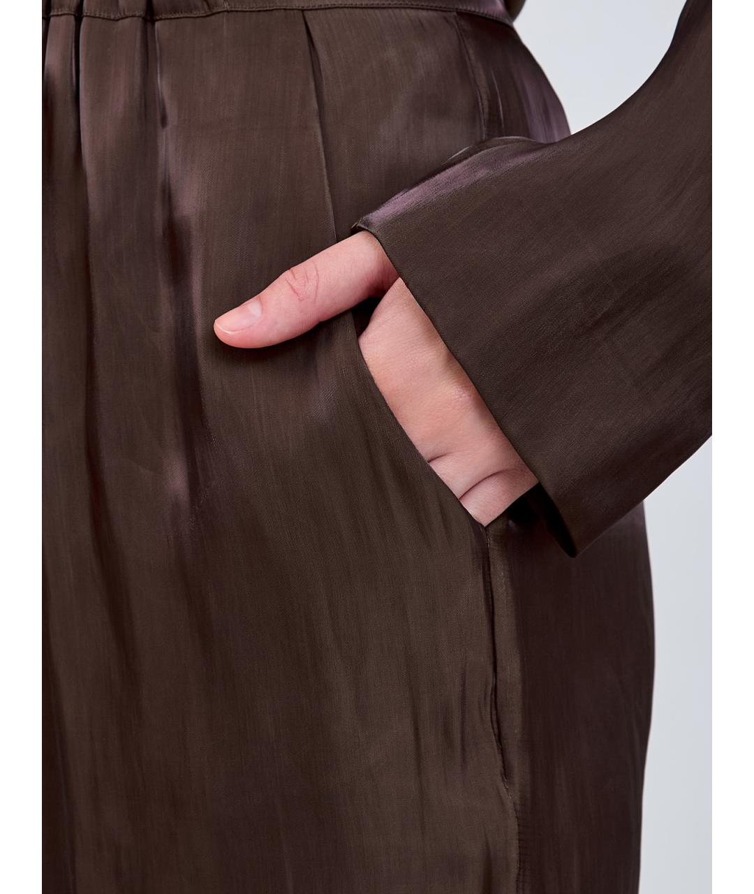 GENTRY PORTOFINO Коричневые полиэстеровые прямые брюки, фото 5