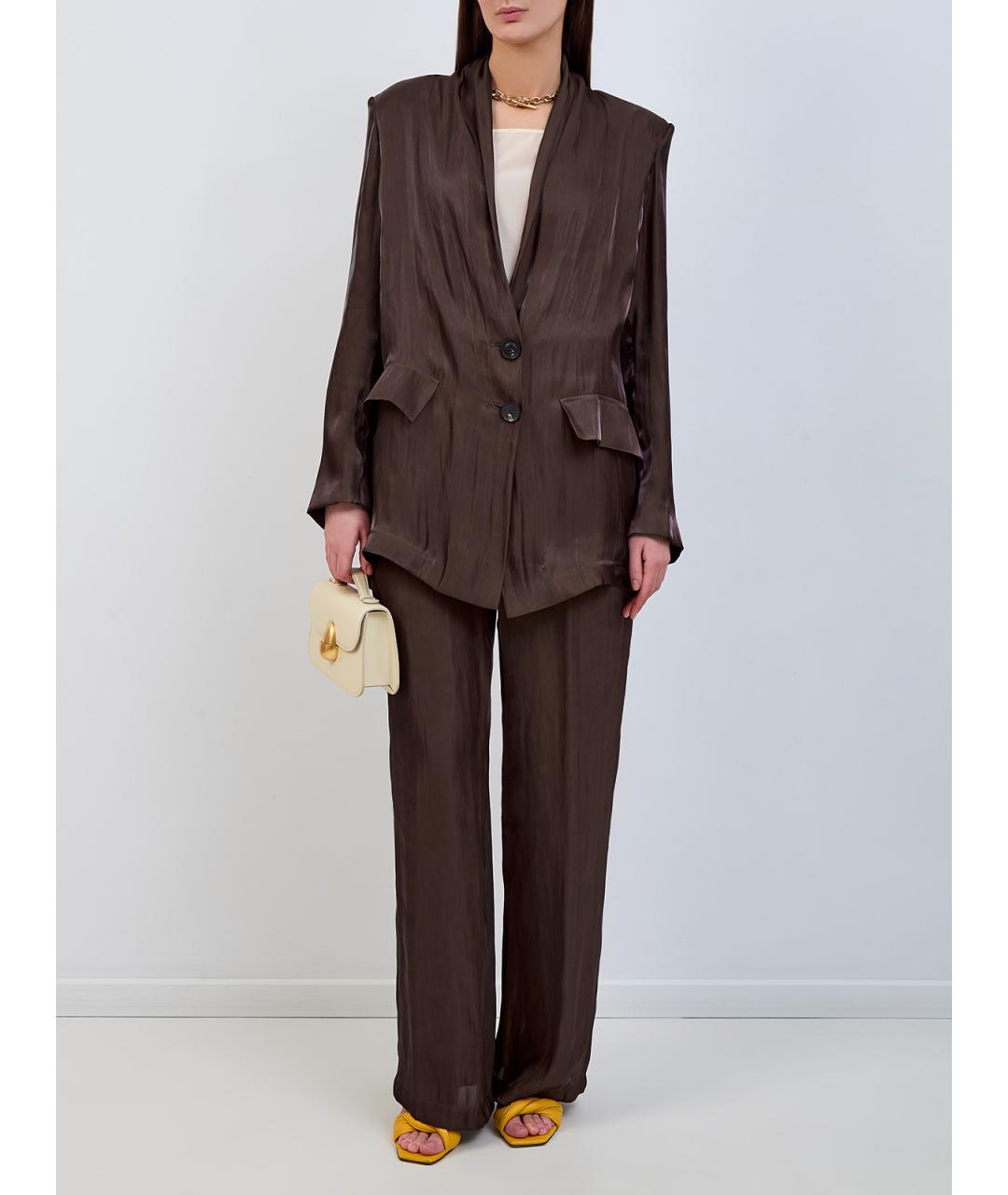 GENTRY PORTOFINO Коричневые полиэстеровые прямые брюки, фото 2