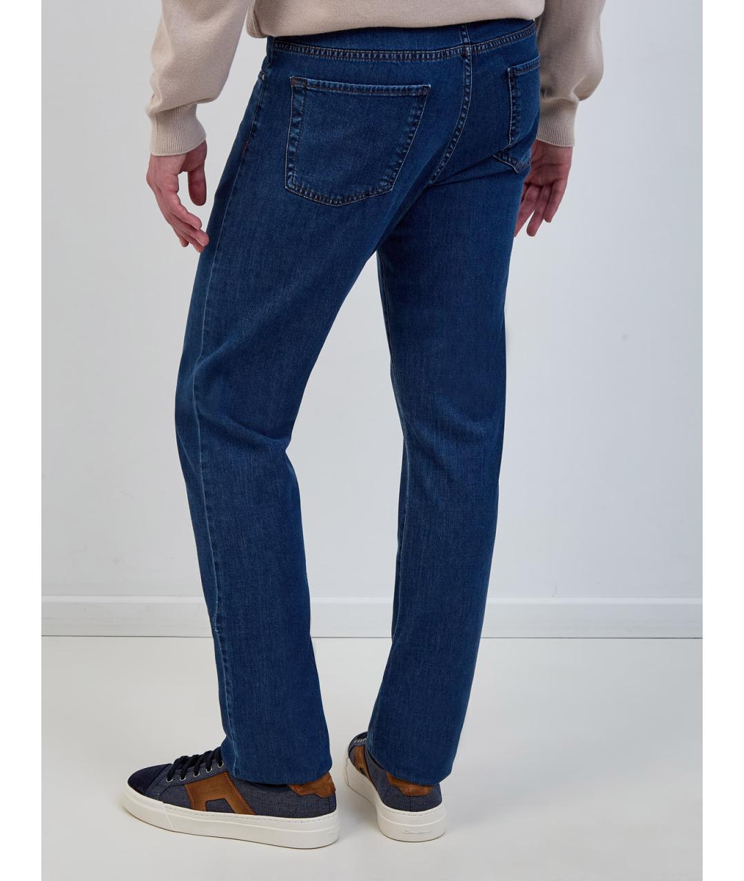 CANALI Синие прямые джинсы, фото 4