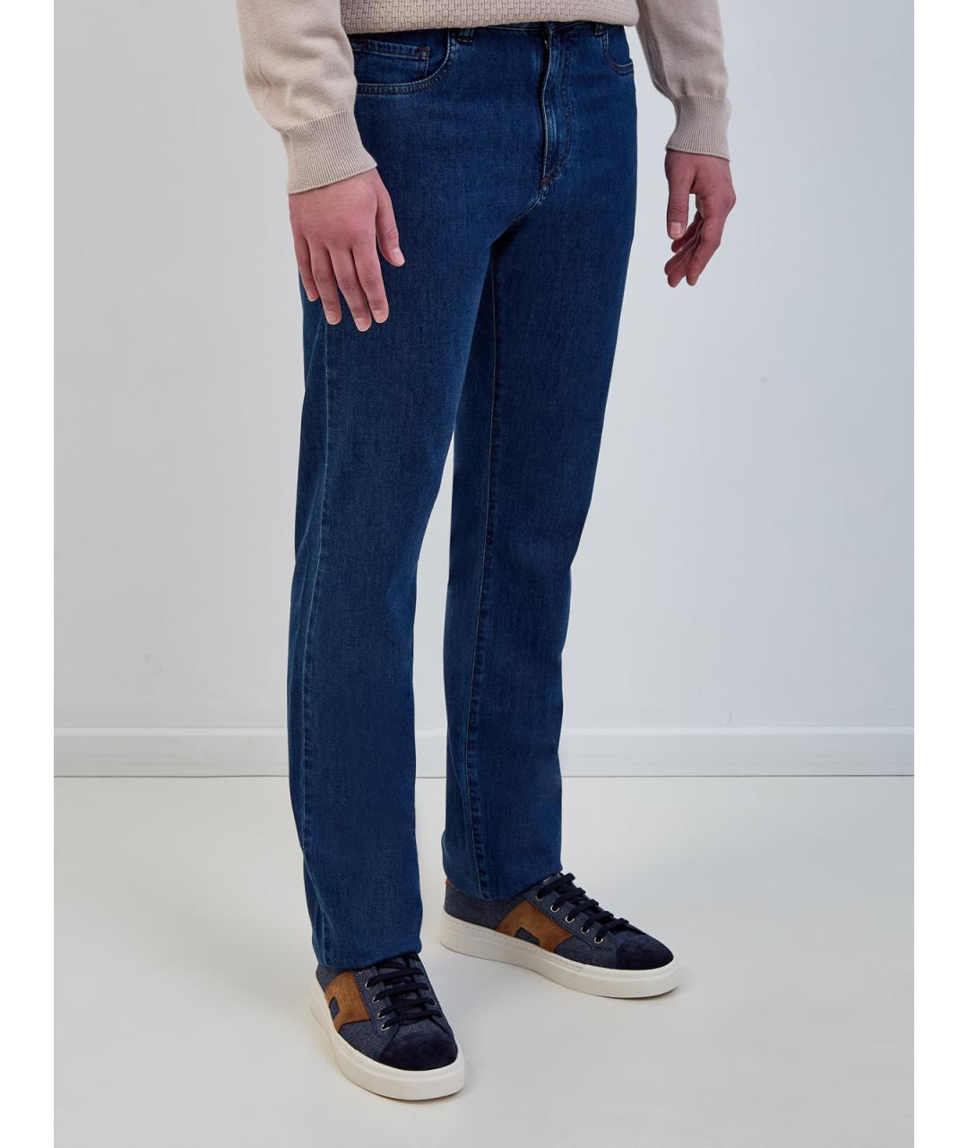 CANALI Синие прямые джинсы, фото 3