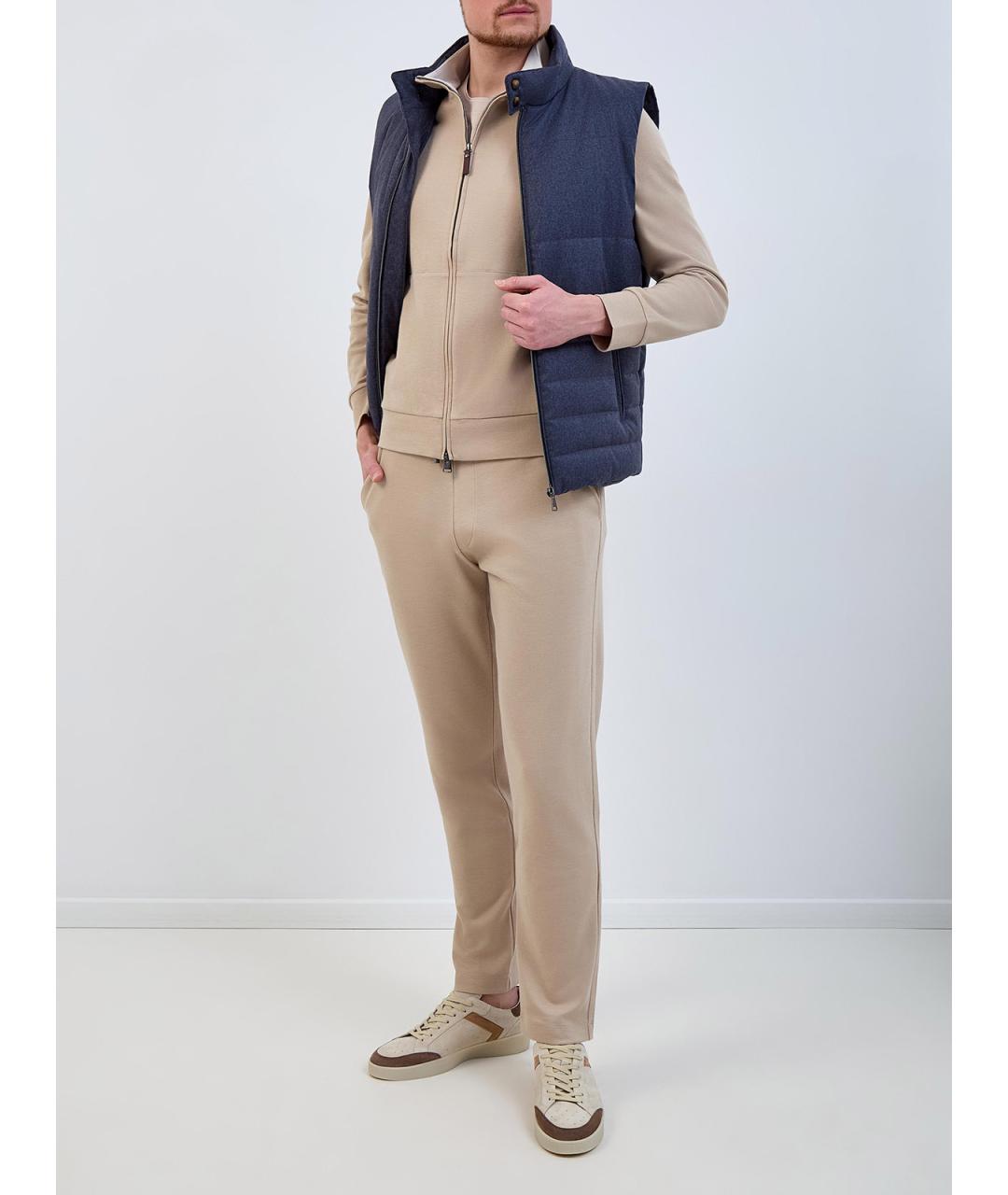 CANALI Бежевые хлопковые повседневные брюки, фото 2