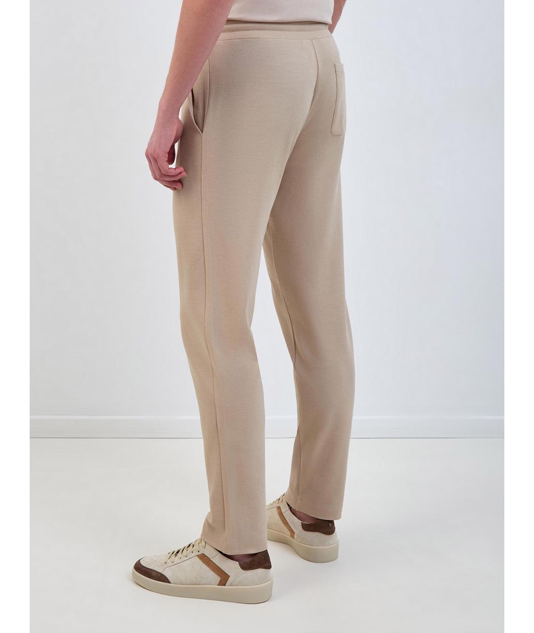 CANALI Бежевые хлопковые повседневные брюки, фото 4