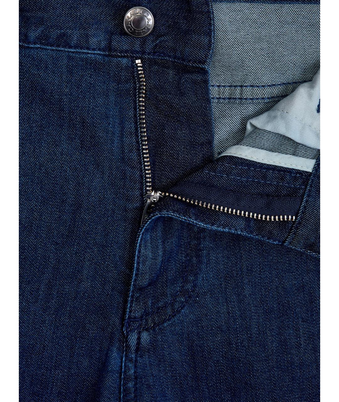 CANALI Синие хлопковые прямые джинсы, фото 6