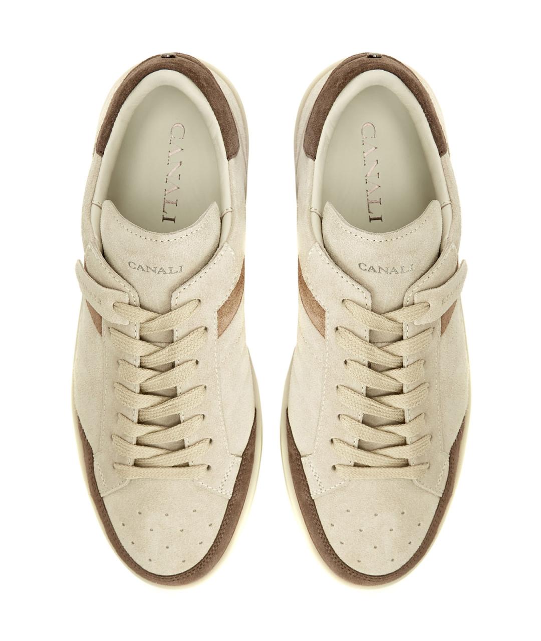 CANALI Бежевые замшевые низкие кроссовки / кеды, фото 5