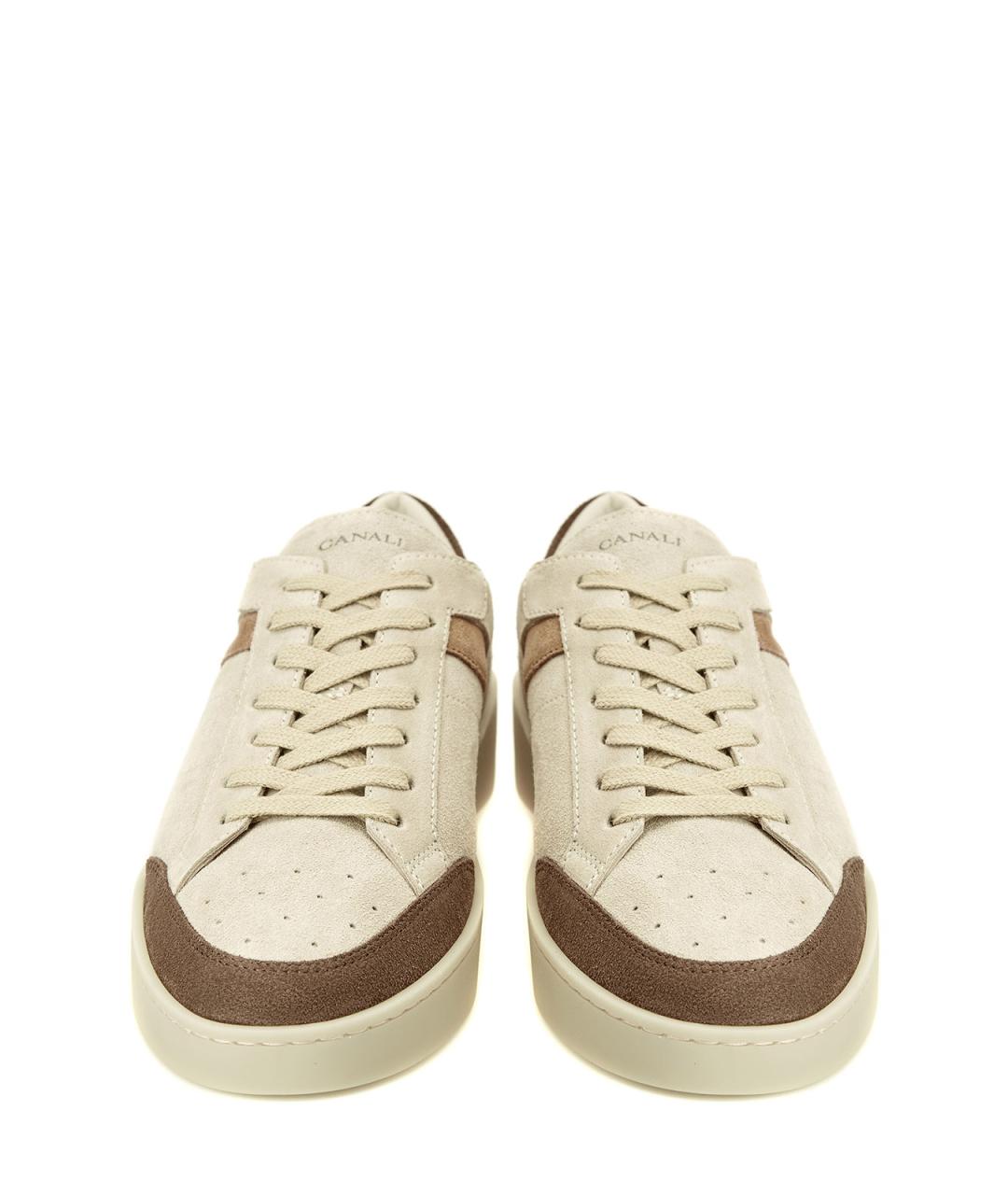 CANALI Бежевые замшевые низкие кроссовки / кеды, фото 6