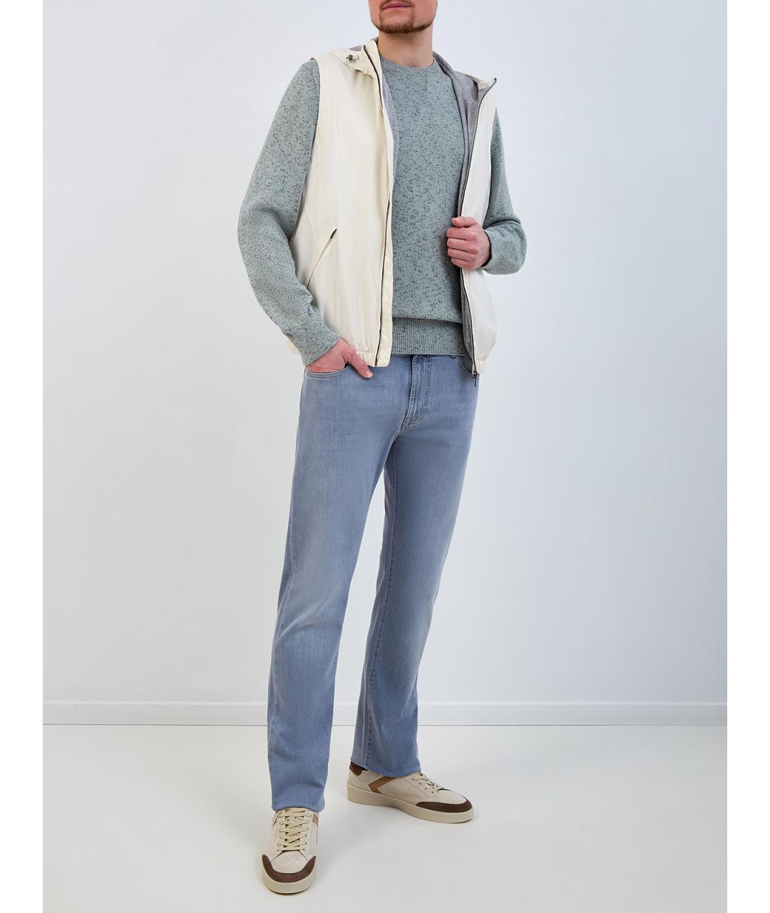 CANALI Синие хлопковые прямые джинсы, фото 2