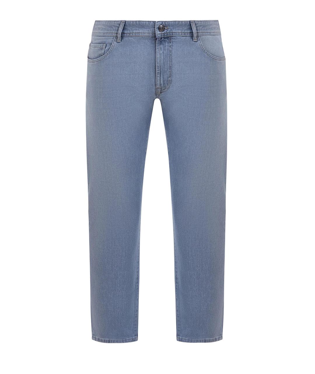 CANALI Синие хлопковые прямые джинсы, фото 1