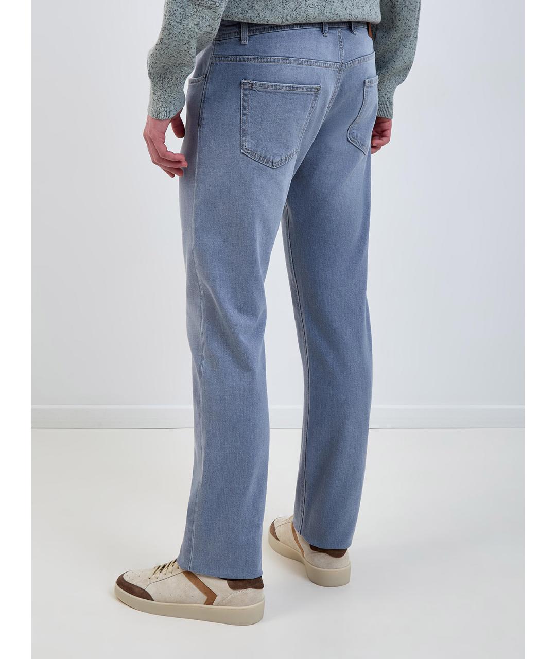 CANALI Синие хлопковые прямые джинсы, фото 4