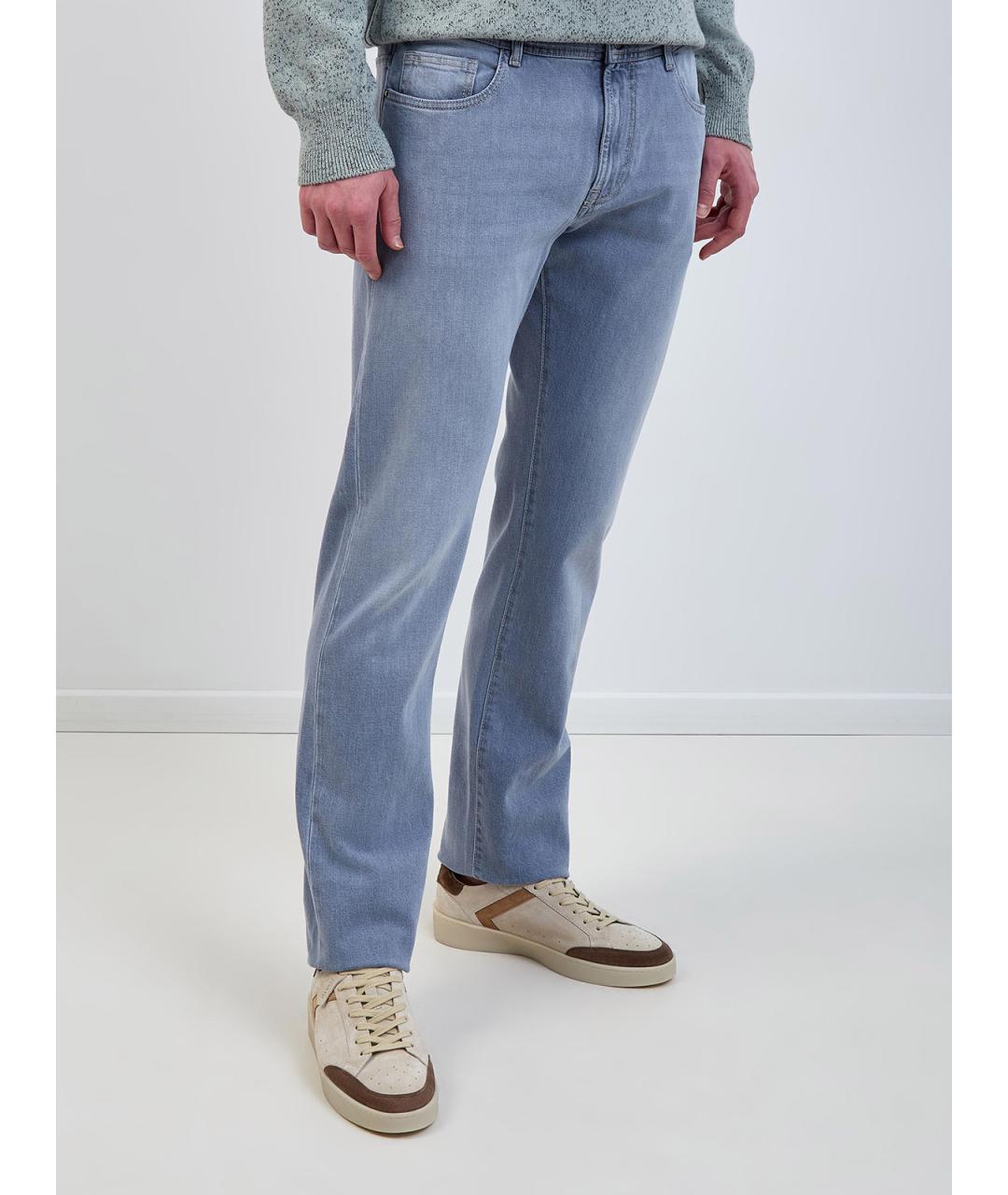 CANALI Синие хлопковые прямые джинсы, фото 3