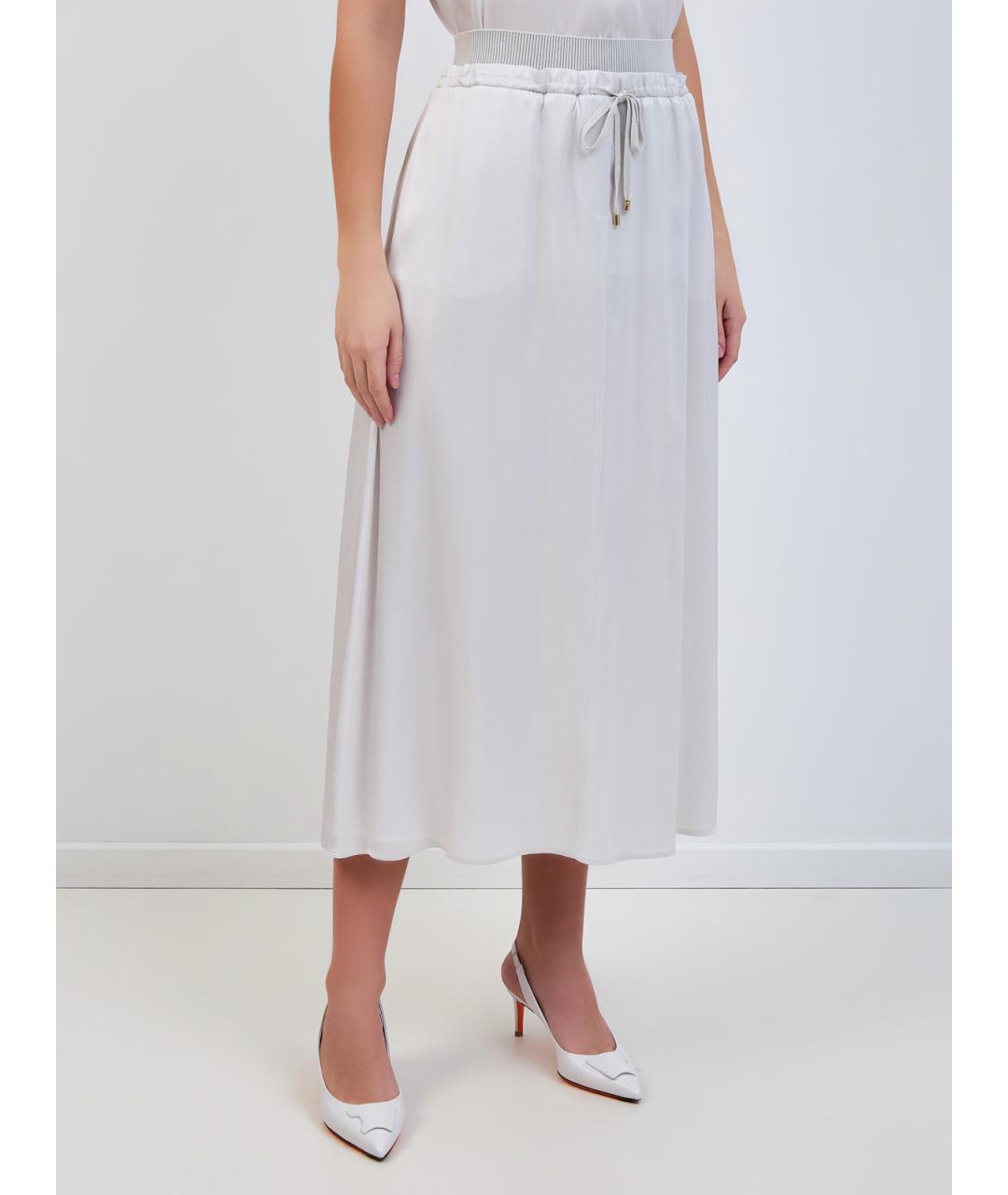 LORENA ANTONIAZZI Серая ацетатная юбка миди, фото 3