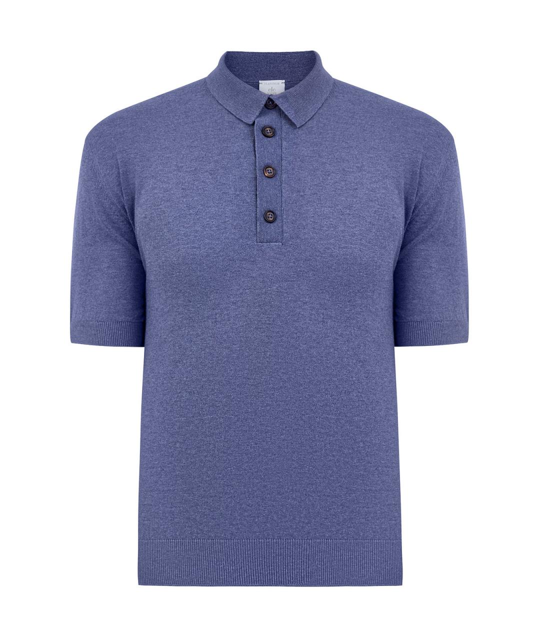 ELEVENTY Синее хлопковое поло с коротким рукавом, фото 1