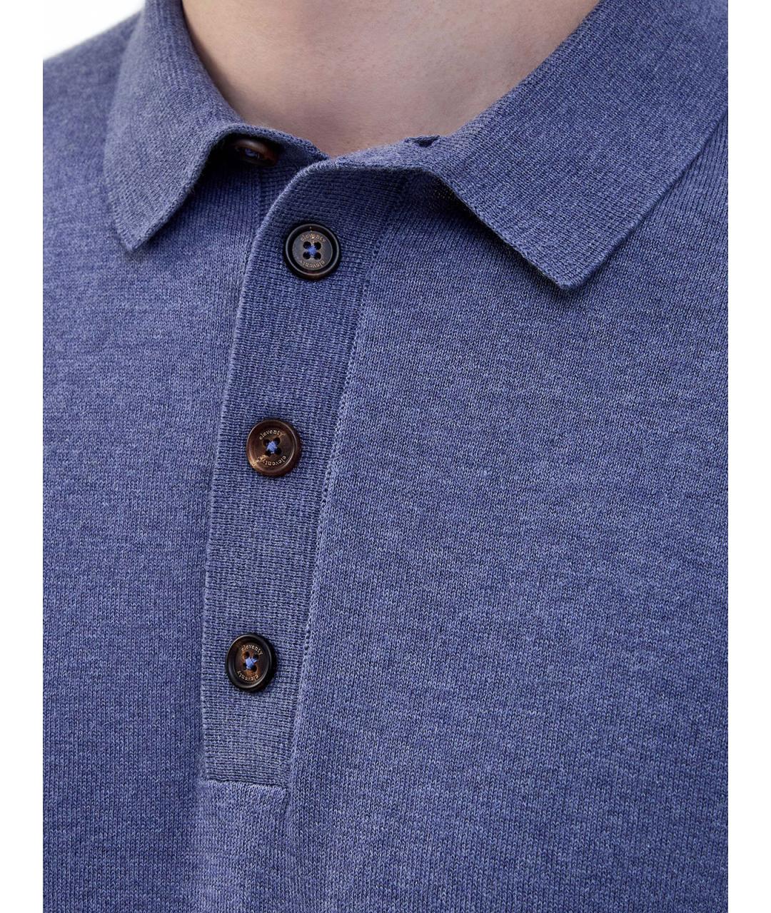 ELEVENTY Синее хлопковое поло с коротким рукавом, фото 5