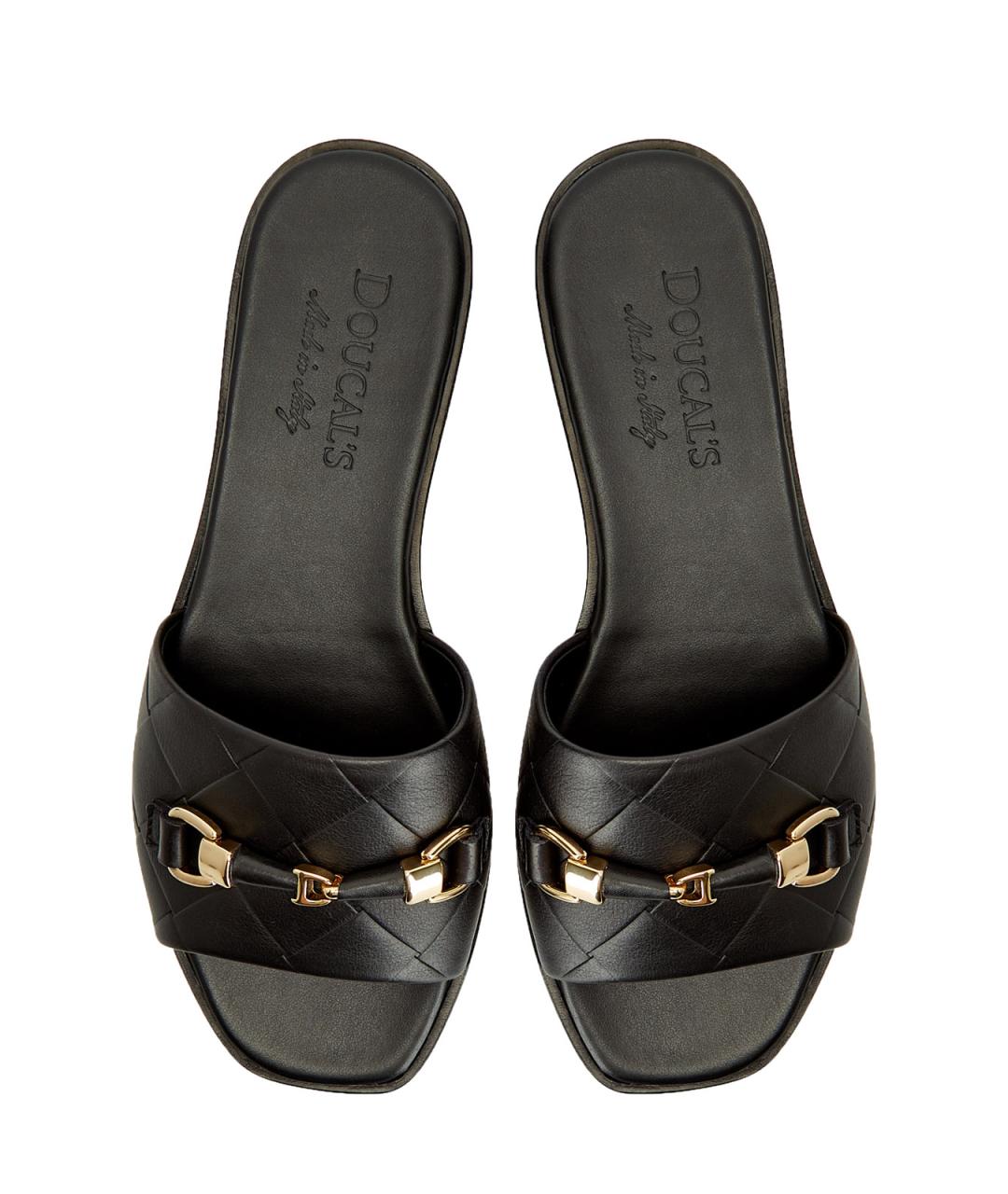 DOUCAL'S Черные кожаные шлепанцы, фото 6