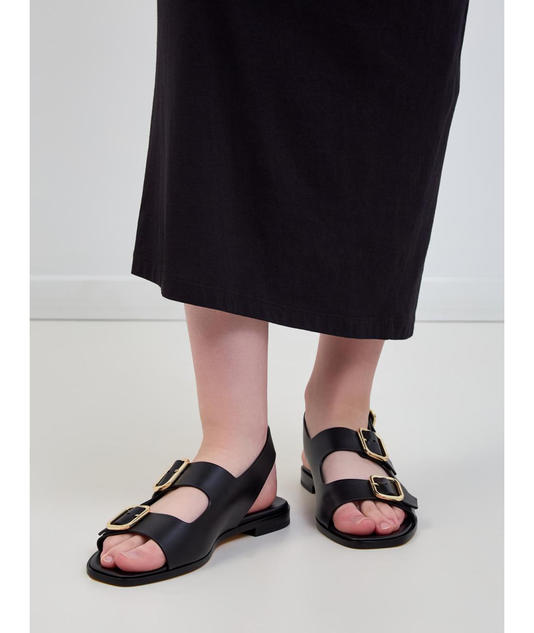 DOUCAL'S Черные кожаные сандалии, фото 2