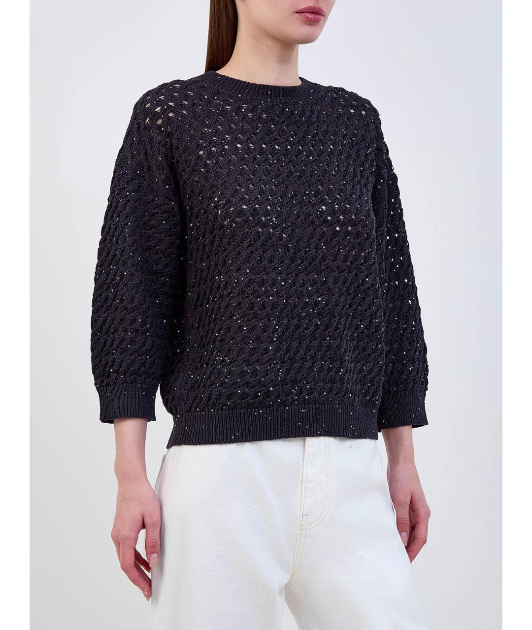 PESERICO Темно-синий хлопковый джемпер / свитер, фото 3