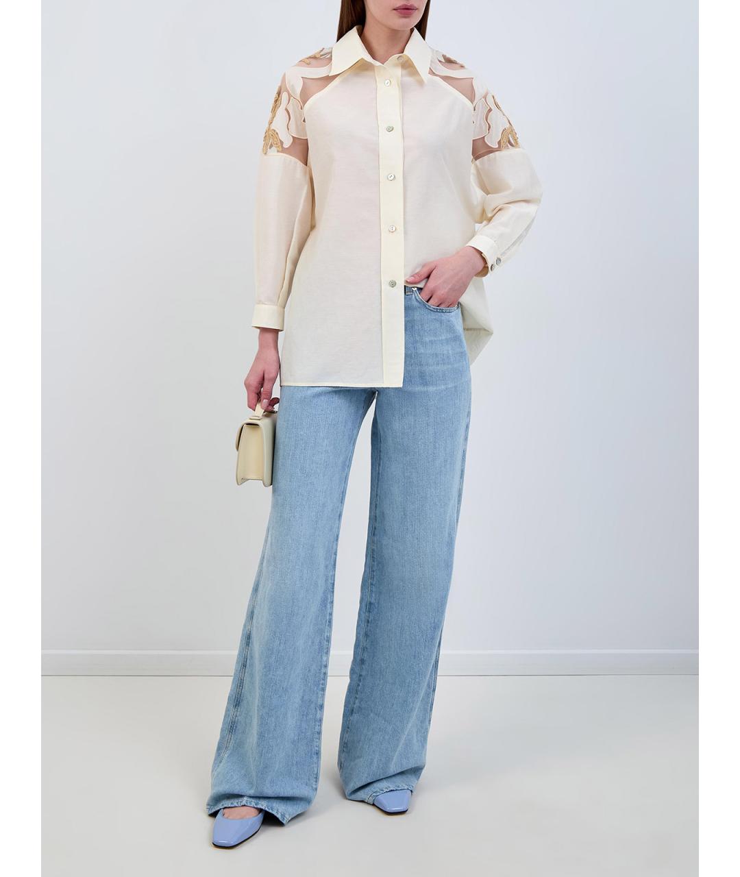 GENTRY PORTOFINO Бежевая хлопковая рубашка, фото 2